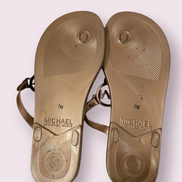 Michael Kors Sandals Jelly Thong Rose Gold MK Logo Size 7 - Picture 6 of 8